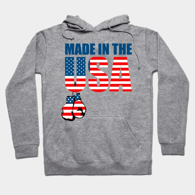 Made in the USA American Flag Design Boxing Gloves Hoodie by kingelithe3rd